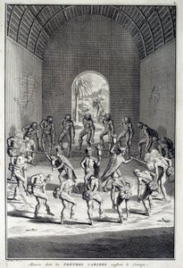 Tradiční tanec: Obřady v tanci odvahy Karibs, Západní Indie (Střední Amerika). Rytina 18. století. Chartres, Muzeum výtvarných umění od Unknown artist