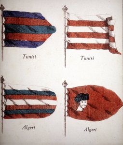 Tuniské a alžírské vlajky z konce 18. století. od Unknown artist