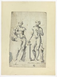 Dvě sochy: Antinos ve vatikánských zahradách a Nisaus Bacchus v paláci Farnese od Unknown artist