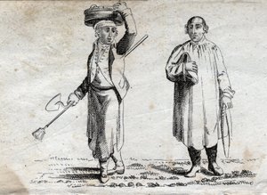 Dva rolníci, rytina z konce 18. století, soukromá sbírka. od Unknown artist