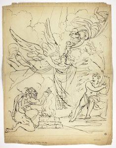 Neidentifikovaná mytologická scéna zrození (recto); Cupid a Psyche (verze) od Unknown artist