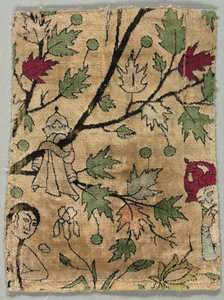 Sametový fragment, Khusrau vidí koupání Shirin od Unknown artist