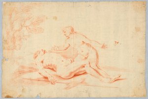 Venuše vedle spícího Adonise od Unknown artist