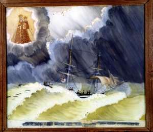 Nádoba v obtížích – ex-voto z Notre Dame de Laghet, 36 x 50 cm od Unknown artist