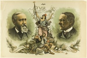 Vítězné portréty Benjamina Harrisona a Leviho P. Mortona, od Soudce od Unknown artist