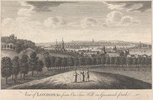 Pohled na Londýn a kostel z One Tree Hill v Greenwich Park od Unknown artist