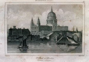 Pohled na katedrálu svatého Pavla v Londýně poblíž Temže od Unknown artist