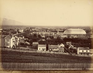 [Pohled na Salt Lake Tabernacle a město] od Unknown artist