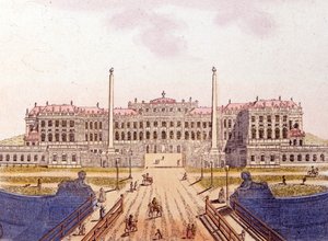 Pohled na zámek Schonbrunn, bývalé sídlo rakouské císařské rodiny, Vídeň, Rakousko, rytina z roku 1820 od Unknown artist