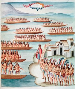 Pohled na Tlatelolco obklopené lagunou, Mexiko (Akvarel, cca 1770-1780) od Unknown artist