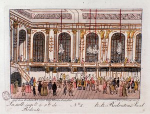 Pohled na Císařský a královský sál Reduty ve Vídni, Rakousko. Rytina ze soukromé sbírky z roku 1815 od Unknown artist