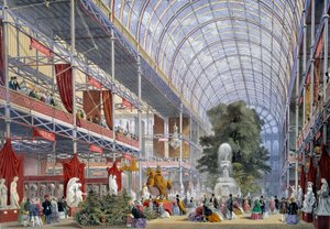 Pohled na Všeobecnou výstavu v Crystal Palace, postavený Josephem Paxtonem pro tuto příležitost, v roce 1851 v Londýně od Unknown artist