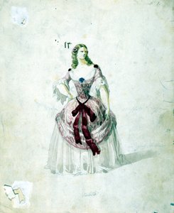 Kostým Violetty pro operu „La Traviata“ od Giuseppe Verdiho do La Scaly z roku 1855. od Unknown artist