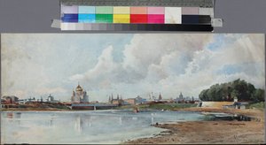 Vue de Moscou despuis le jardin Neskoutchni - Pohled na Moskvu ze zahrady Neskuchny, Anonym. Akvarel na papíře, cca 1880-1885. Státní muzeum A.S. Puškin, Moskva od Unknown artist