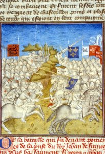 Stoletá válka: Bitva u Poitiers – v „“Grandes Chronicles de Saint-Denis“, konec 14. století (ref. 512, 392v) od Unknown artist