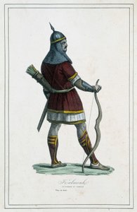 Válečník Kalmouk (mongolský lid Siberia Meridionale) – v „“Různé národy země““ od Abbé P. Jouhanneauda, Librairie des Bons Livres, Limoges od Unknown artist