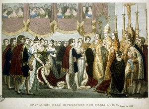 Svatební obřad mezi Napoleonem I. a Marií - Lujzou Habsburskou v kostele Augustinů ve Vídni, 2. dubna od Unknown artist