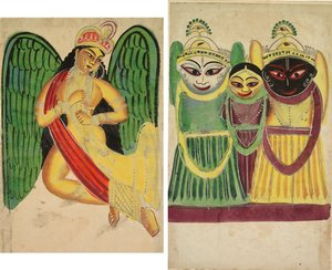 Okřídlená Apsara s rohem (recto); Jagannatha Trio (verze) od Unknown artist