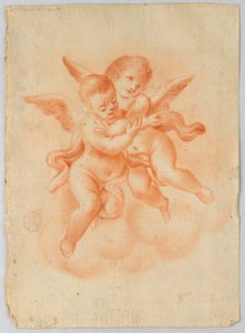 Okřídlený Putti v oblacích od Unknown artist