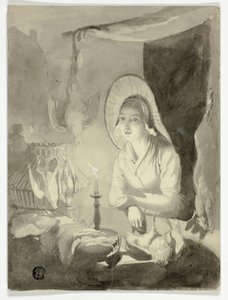 Žena Dressing Fowl od Unknown artist