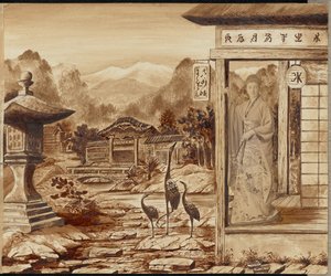 [Žena v japonském prostředí] od Unknown artist