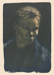 Pracující žena s modrým šátkem od Unknown artist