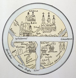 Mapa světa z lipského rukopisu z 11. století od Unknown artist
