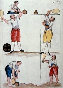 Mladí metissové hrající míčovou hru z knihy „Trujillo del Peru“ nebo „Códice Martínez Compañón“, od Baltazara Martineze Compañóna y Bujandy, biskupa z Trujillo (1782-1785) od Unknown artist