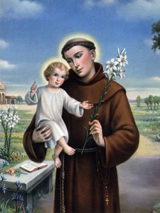 zbožný obraz: zobrazení svatého Antonína Paduánského (Antonio di padova) známého jako Thaumaturge (1195-1231). od Unknown artist