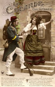 Připojení Alsaska-Lotrinska během první světové války: Francouzský voják a alsaská žena v rozhovoru. Pohlednice z let 1914-1918. od Unknown photographer