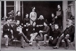 Franz Liszt (1811-1886), ve Výmaru, v kruhu svých oblíbených žáků. od Unknown photographer