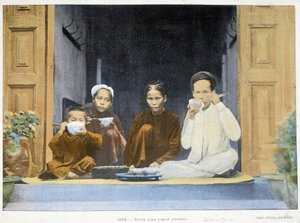 Meal of annamite family, v. 1895, “Around the World”, konec 19. století. od Unknown photographer