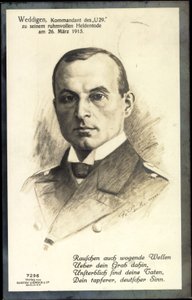 Passepartout umělec Otto Weddigen, U 29 od Unknown photographer