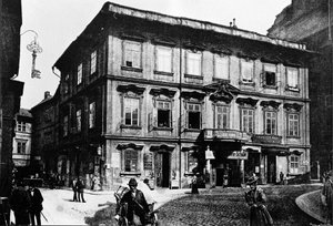 Praha, před rokem 1897. Dům, kde se narodil spisovatel Franz Kafka. od Unknown photographer