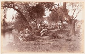 Zabavení mostu kanálu Alipur kavalérií Guides, cvičební tábor Dillí, 1885 od Unknown