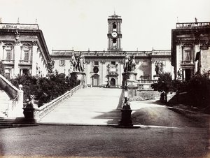 Pohled na Campidoglio s Palazzo Senatorio, Řím od Unknown photographer