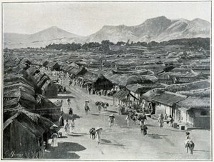 Pohled na hlavní ulici Soulu, hlavního města Koreje v 19. století od Unknown photographer