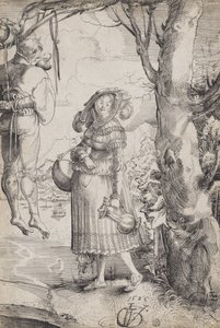 Žena v blízkosti oběšeného muže od Urs (1485-1528) Graf