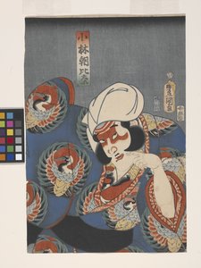 Herec v roli Kobayashi Asahina (barevný dřevořez) od Utagawa (1786 1865) Kunisada