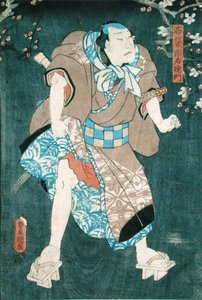 Detail postavy pět z „Pět postav ze hry Toyokuni“ (viz také 157882 od Utagawa Kunisada