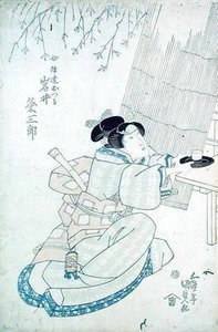 Iwai Kumesaturo jako Date Otsura, dívka z čajovny (dřevěný tisk) od Utagawa Kunisada