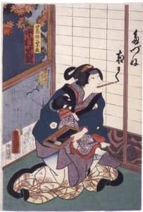 Nakamura Shikan v roli lišky Kuzunoha (Kuzunoha Kitsune) (barevný dřevoryt)