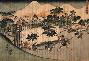 The Soga Brothers killing Ten Enemies, kolem roku 1830 (barevný dřevořez) od Utagawa Kunisada