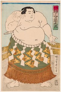 Portrét zápasníka sumo Umgataniho. Tisk Utagawa Kuniaki II, (1835-1888) od Utagawa  Kuniaki