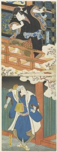 (Nakamura Utaemon Dobrý jako Ishikawa Goemon, Mima Daigoro_ I V jako Masiba Hisayoshi) od Utagawa Hirosada