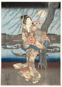 A Cool Summer Evening at Rjogoku, 1848-51 (woodblock)