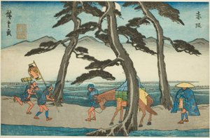 Akasaka, z řady ``padesát tři S tachi zní jako městský stupeň (městský stupeň hlavní hory),” od Utagawa Hiroshige