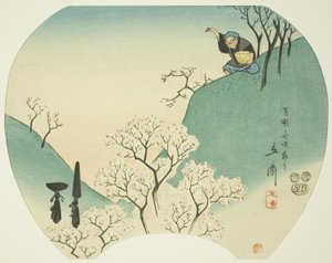 Starověký příběh starého muže, který nechal rozkvést stromy od Utagawa Hiroshige