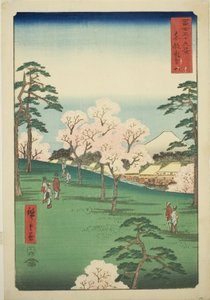 Asuka Hill ve východním hlavním městě (Toto Asukayama), ze série „Třicet šest pohledů na horu Fuji (Fuji sanjurokkei)“ od Utagawa Hiroshige