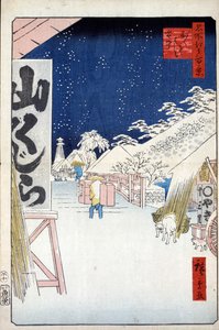 Most Bikuni ve sněhu Sto slavných pohledů na Edo, 1856-1858. od Utagawa Hiroshige